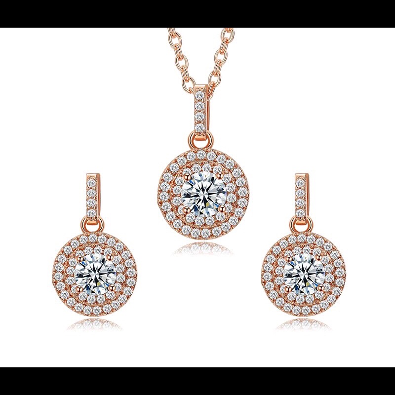 18k Rose Gold Plated Necklace & Earrings
